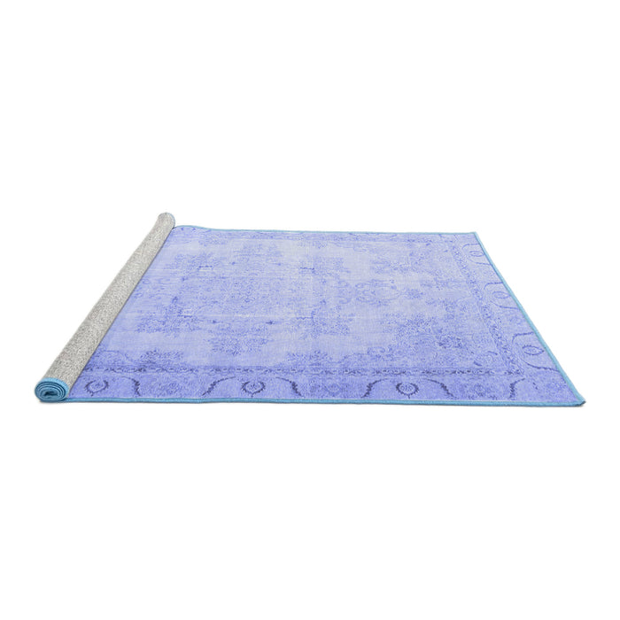 Sideview of Machine Washable Persian Blue Traditional Rug, wshtr4060blu