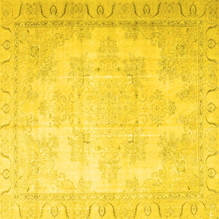Square Machine Washable Persian Yellow Traditional Rug, wshtr4060yw
