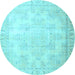 Round Machine Washable Persian Light Blue Traditional Rug, wshtr4060lblu