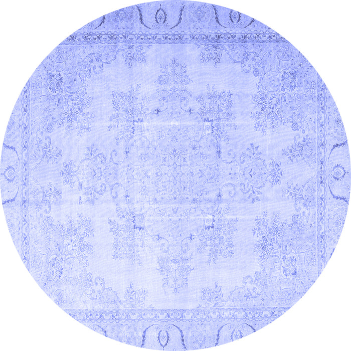 Round Machine Washable Persian Blue Traditional Rug, wshtr4060blu
