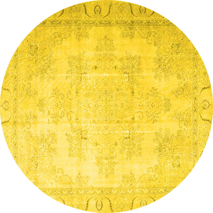 Round Persian Yellow Traditional Rug, tr4060yw