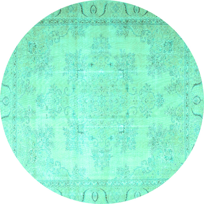 Round Machine Washable Persian Turquoise Traditional Area Rugs, wshtr4060turq