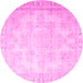 Round Machine Washable Persian Pink Traditional Rug, wshtr4060pnk