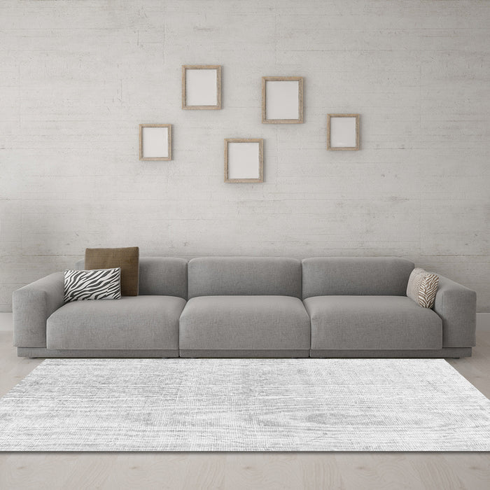 Machine Washable Persian Gray Traditional Rug in a Living Room,, wshtr4061gry