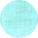 Round Persian Light Blue Traditional Rug, tr4061lblu