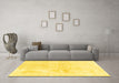 Machine Washable Persian Yellow Traditional Rug in a Living Room, wshtr4061yw