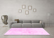 Machine Washable Persian Pink Traditional Rug in a Living Room, wshtr4061pnk