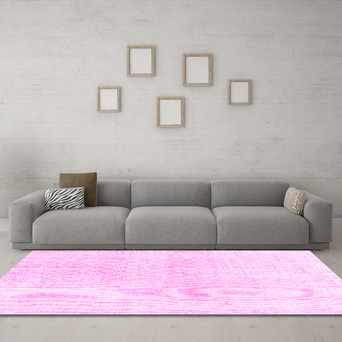 Machine Washable Persian Pink Traditional Rug in a Living Room, wshtr4061pnk