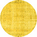 Round Machine Washable Persian Yellow Traditional Rug, wshtr4062yw