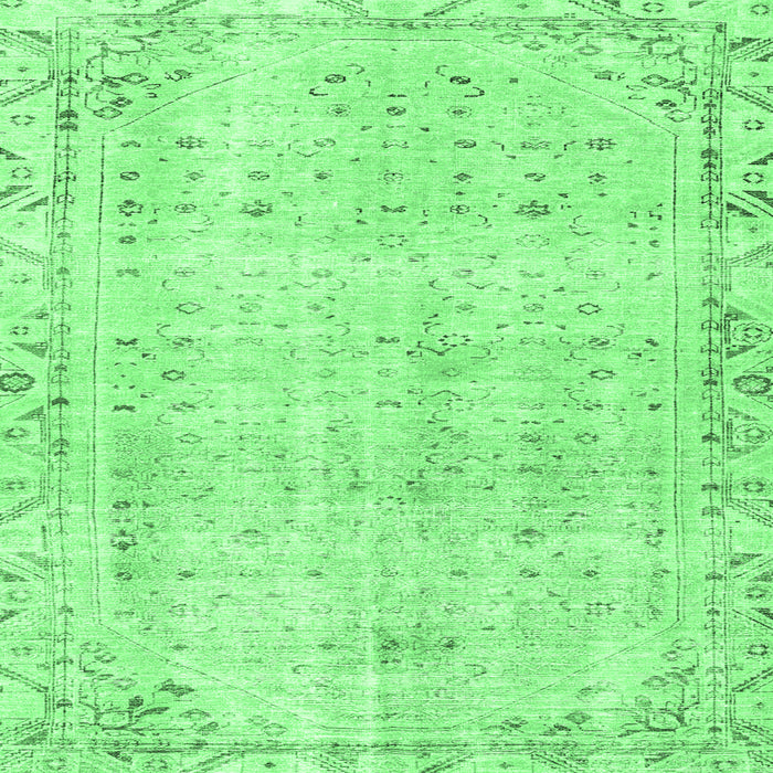 Square Machine Washable Persian Emerald Green Traditional Area Rugs, wshtr4062emgrn
