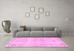 Machine Washable Persian Pink Traditional Rug in a Living Room, wshtr4062pnk