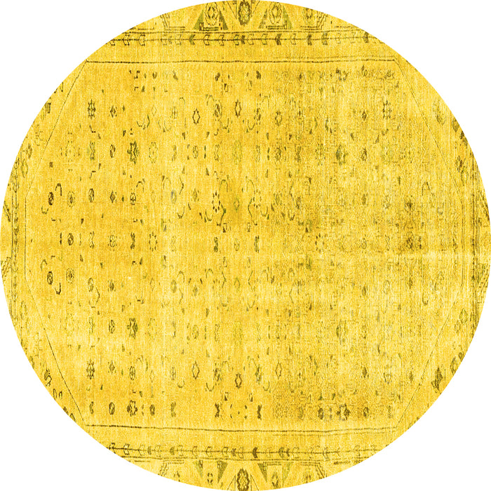 Round Persian Yellow Traditional Rug, tr4062yw