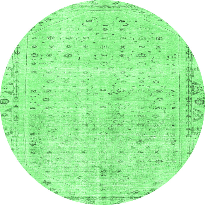 Round Machine Washable Persian Emerald Green Traditional Area Rugs, wshtr4062emgrn