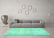 Machine Washable Persian Turquoise Traditional Area Rugs in a Living Room,, wshtr4062turq