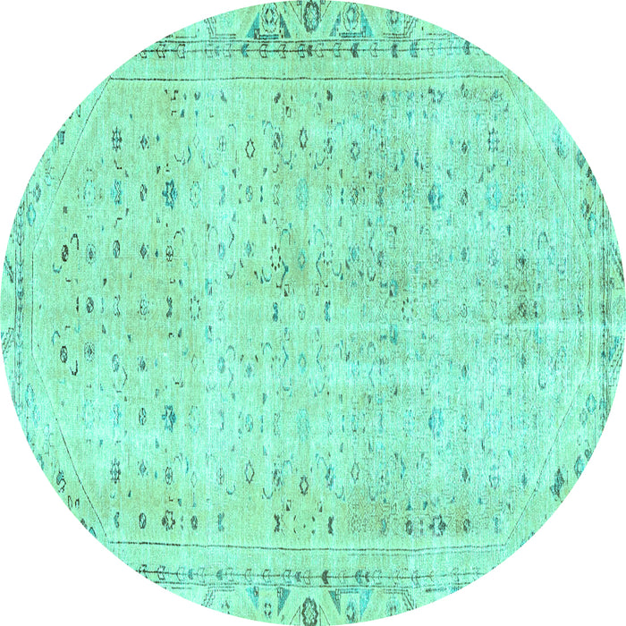 Round Persian Turquoise Traditional Rug, tr4062turq