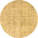 Round Persian Brown Traditional Rug, tr4063brn