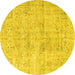 Round Persian Yellow Traditional Rug, tr4063yw