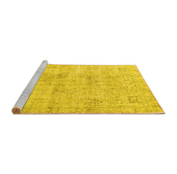 Sideview of Machine Washable Persian Yellow Traditional Rug, wshtr4063yw