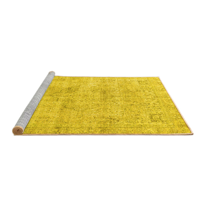 Sideview of Machine Washable Persian Yellow Traditional Rug, wshtr4063yw
