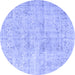 Round Persian Blue Traditional Rug, tr4063blu