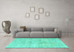 Machine Washable Persian Turquoise Traditional Area Rugs in a Living Room,, wshtr4063turq