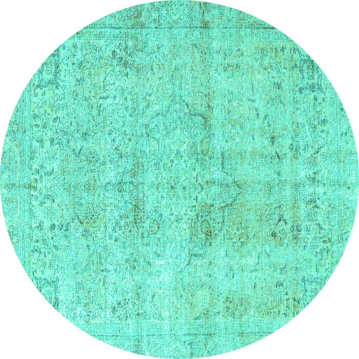 Round Persian Turquoise Traditional Rug, tr4063turq