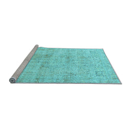 Sideview of Machine Washable Persian Light Blue Traditional Rug, wshtr4063lblu