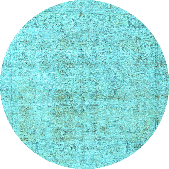 Round Machine Washable Persian Light Blue Traditional Rug, wshtr4063lblu