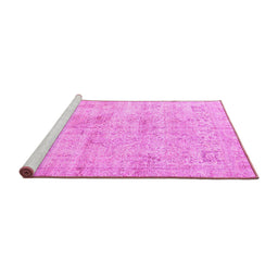 Sideview of Machine Washable Persian Pink Traditional Rug, wshtr4063pnk