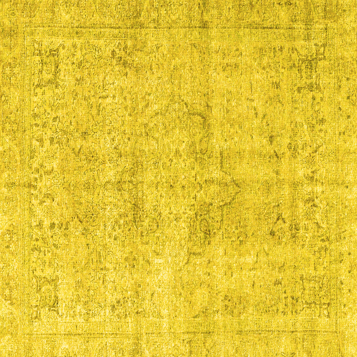Square Machine Washable Persian Yellow Traditional Rug, wshtr4063yw