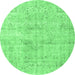 Round Persian Emerald Green Traditional Rug, tr4063emgrn