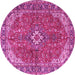 Round Medallion Pink Traditional Rug, tr4064pnk