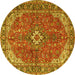 Round Medallion Yellow Traditional Rug, tr4064yw