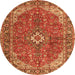 Square Medallion Orange Traditional Rug, tr4064org