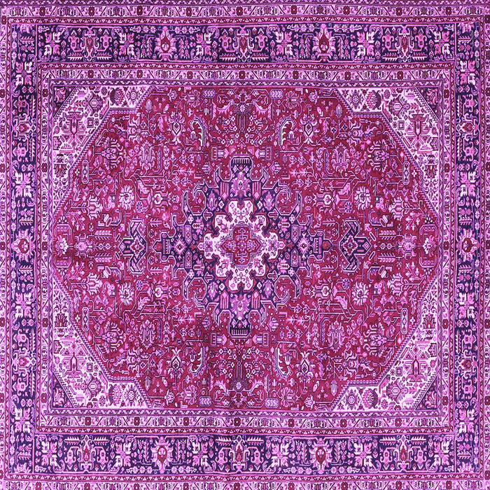 Square Machine Washable Medallion Purple Traditional Area Rugs, wshtr4064pur