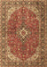 Machine Washable Medallion Brown Traditional Rug, wshtr4064brn