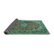 Sideview of Medallion Turquoise Traditional Rug, tr4064turq