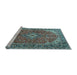 Sideview of Machine Washable Medallion Light Blue Traditional Rug, wshtr4064lblu