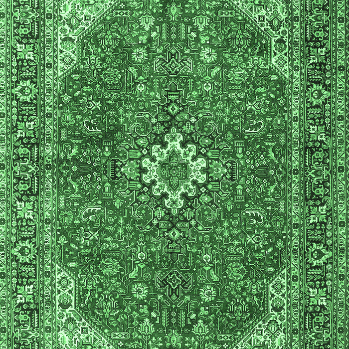 Machine Washable Medallion Emerald Green Traditional Area Rugs, wshtr4064emgrn