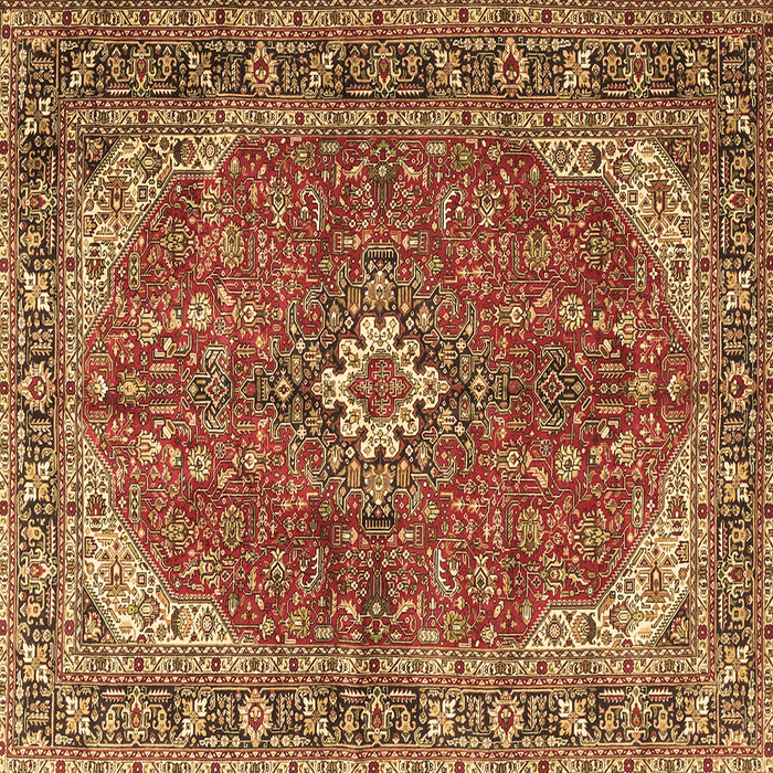 Square Machine Washable Medallion Brown Traditional Rug, wshtr4064brn