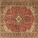 Square Machine Washable Medallion Brown Traditional Rug, wshtr4064brn