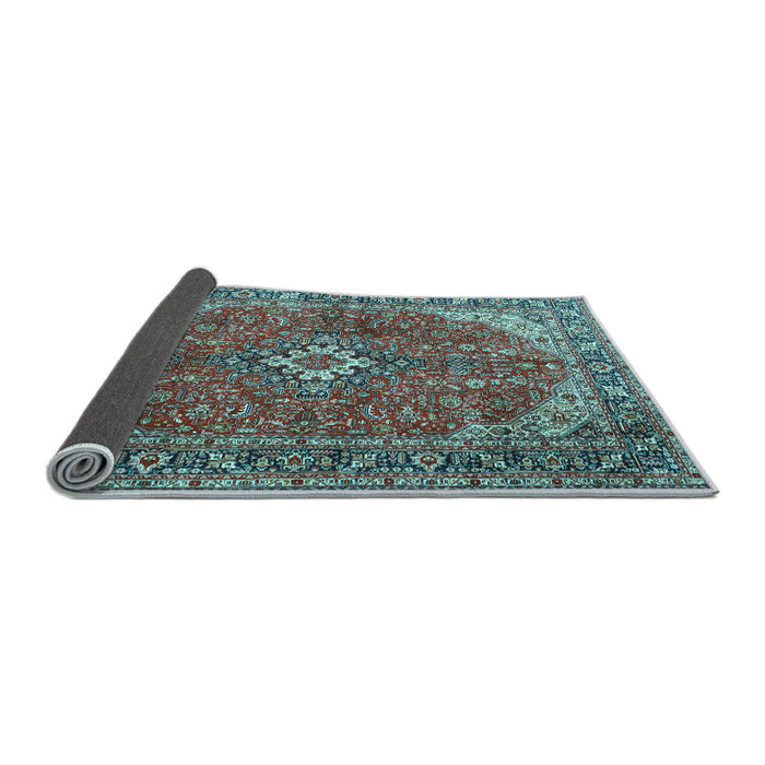 Sideview of Medallion Light Blue Traditional Rug, tr4064lblu