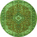 Square Medallion Green Traditional Rug, tr4064grn