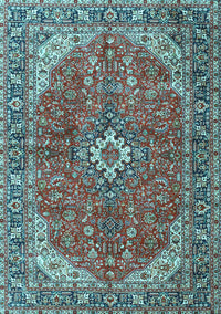 Medallion Light Blue Traditional Rug, tr4064lblu