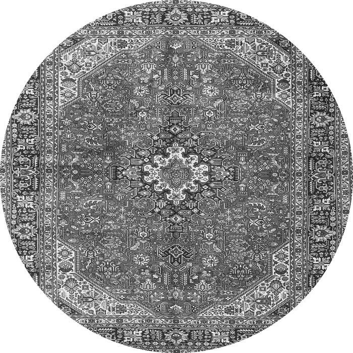 Machine Washable Medallion Gray Traditional Rug, wshtr4064gry