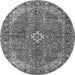 Machine Washable Medallion Gray Traditional Rug, wshtr4064gry