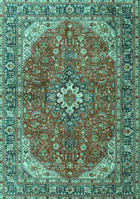 Medallion Turquoise Traditional Rug, tr4064turq