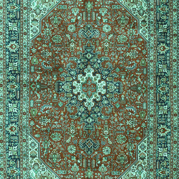 Machine Washable Medallion Turquoise Traditional Area Rugs, wshtr4064turq