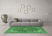 Machine Washable Medallion Emerald Green Traditional Area Rugs in a Living Room,, wshtr4064emgrn