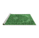 Sideview of Machine Washable Medallion Emerald Green Traditional Area Rugs, wshtr4064emgrn